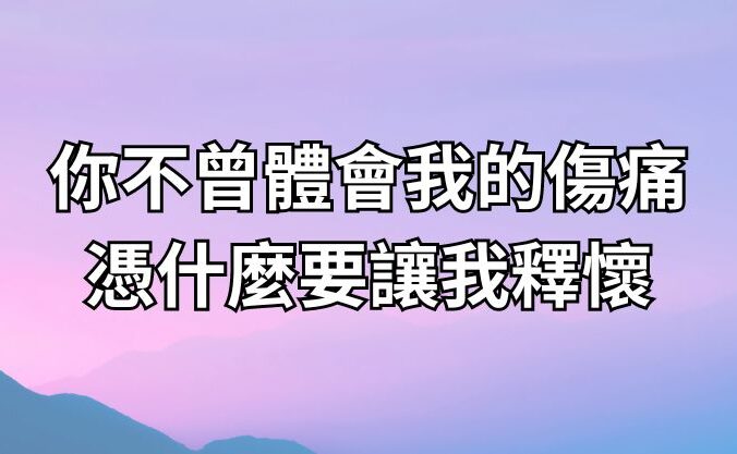 你不曾體會我的傷痛，憑什麼要讓我釋懷？